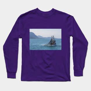 USA. Alaska. Boat Catching Fish. Long Sleeve T-Shirt